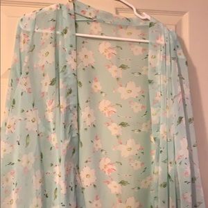 Mint floral kimono